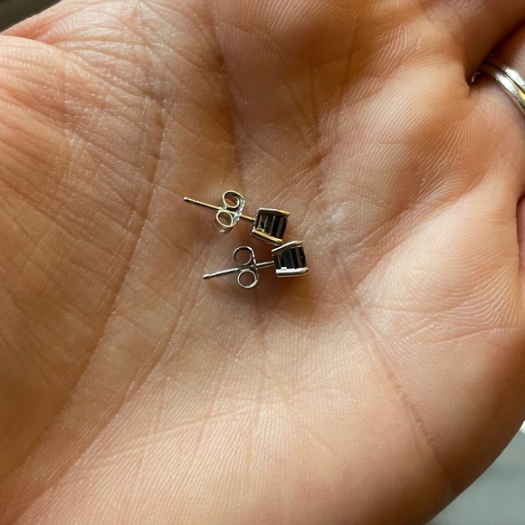 14k Black Diamond Solitaire Earrings - Picture 10 of 15